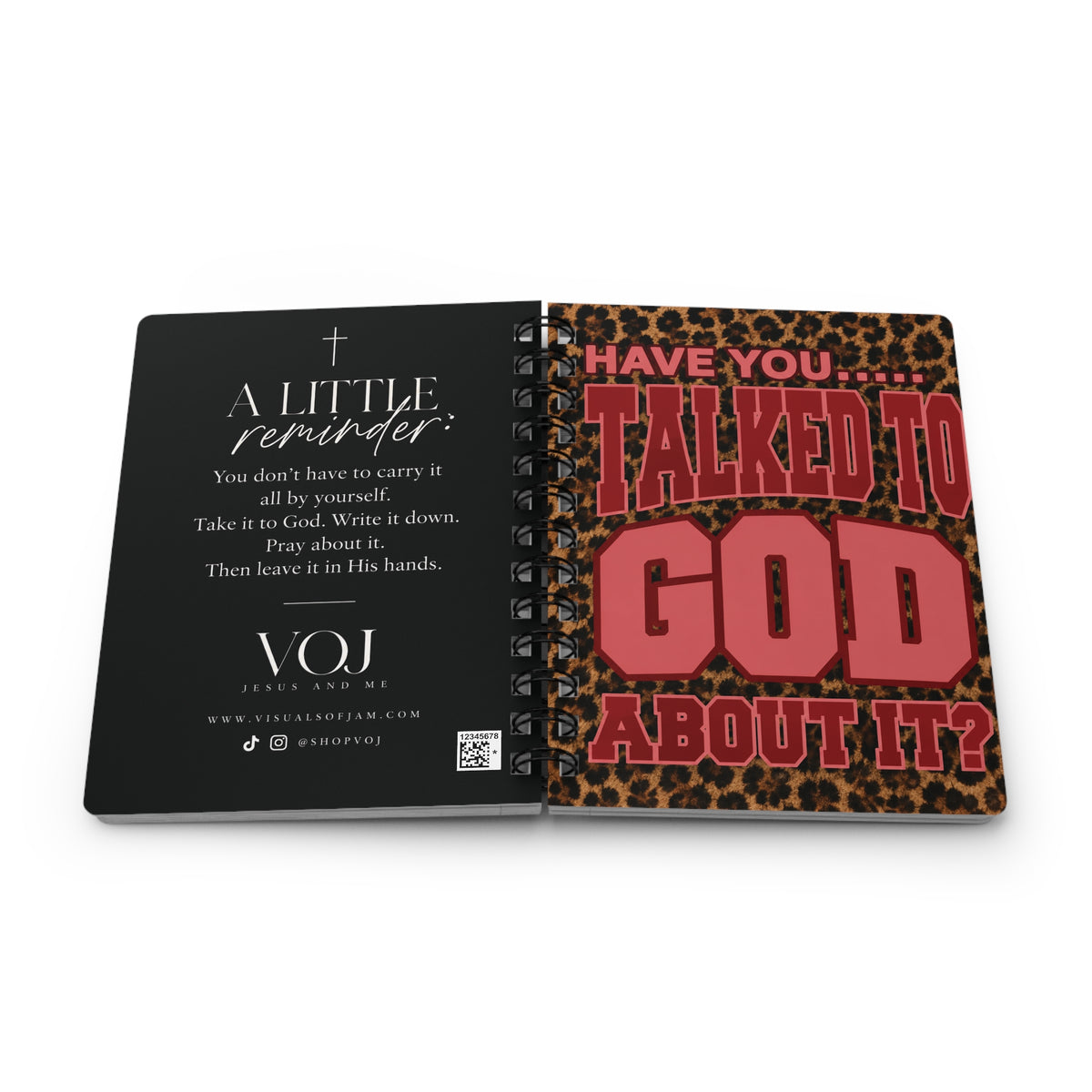 Faith Leopard Spiral Journal — "Have You Talked to God About It?" Christian Notebook
